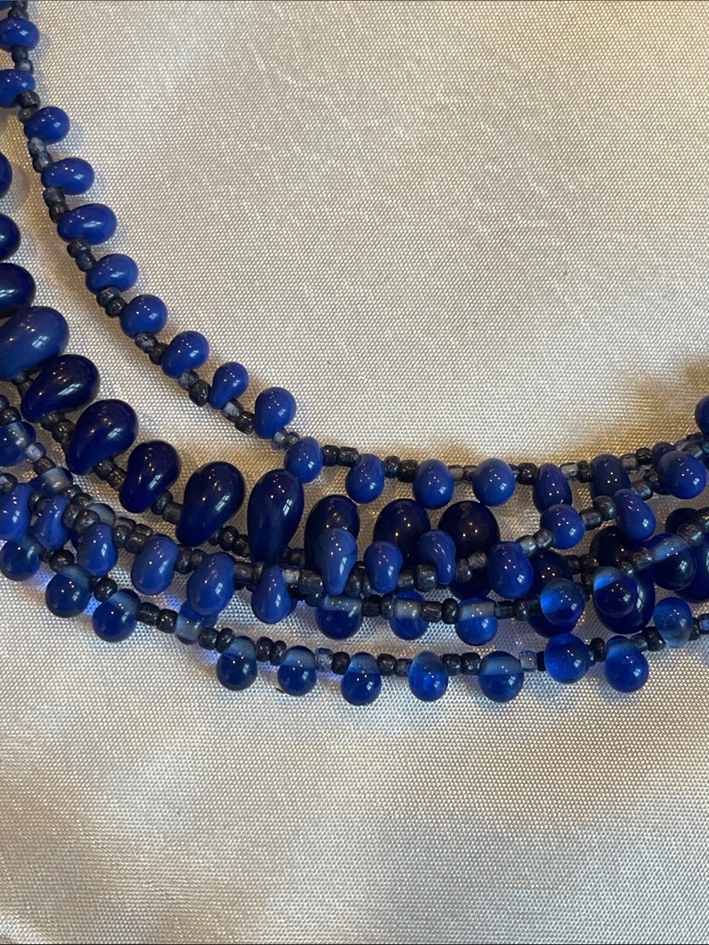 Artisan Multi-Strand Navy Blue Beaded Necklace - Picture 2 of 4
